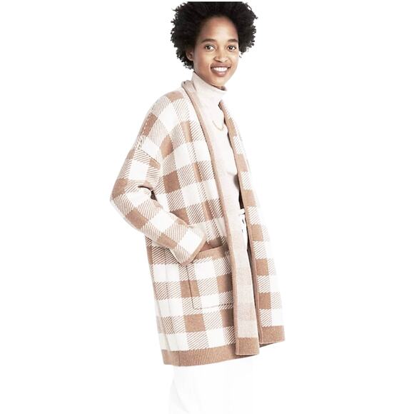 Madewell Sweaters - MADEWELL Women’s Minetta Wool Buffalo Plaid Sweater Coat Medium